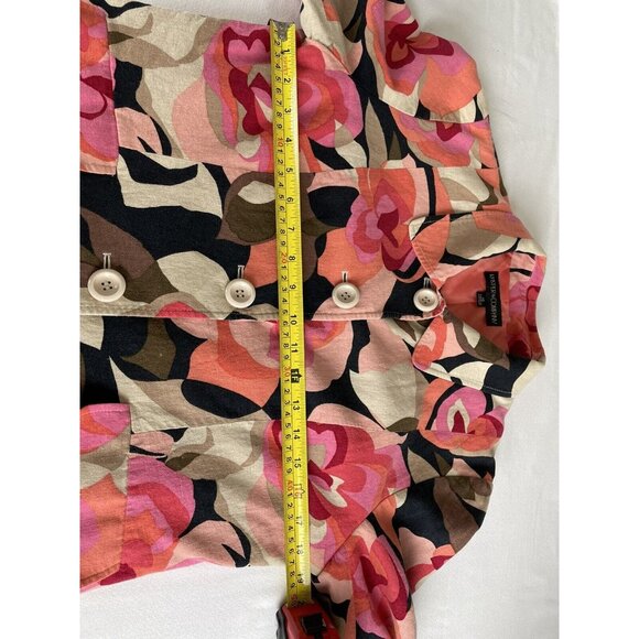 Kasper And Company Linen Blend 3/4 Sleeve Jacket Fully Lined Womens 10 Floral - Picture 8 of 9